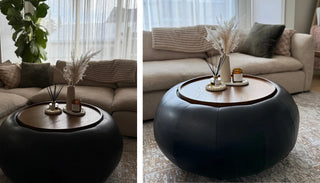 Enclave coffee table with circular wood design