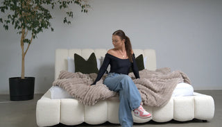 White modern Nitra bed with clean lines