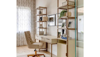 Side view of the Oslo Desk in a contemporary office setup, featuring clean lines, a minimalist silhouette, and functional workspace design.